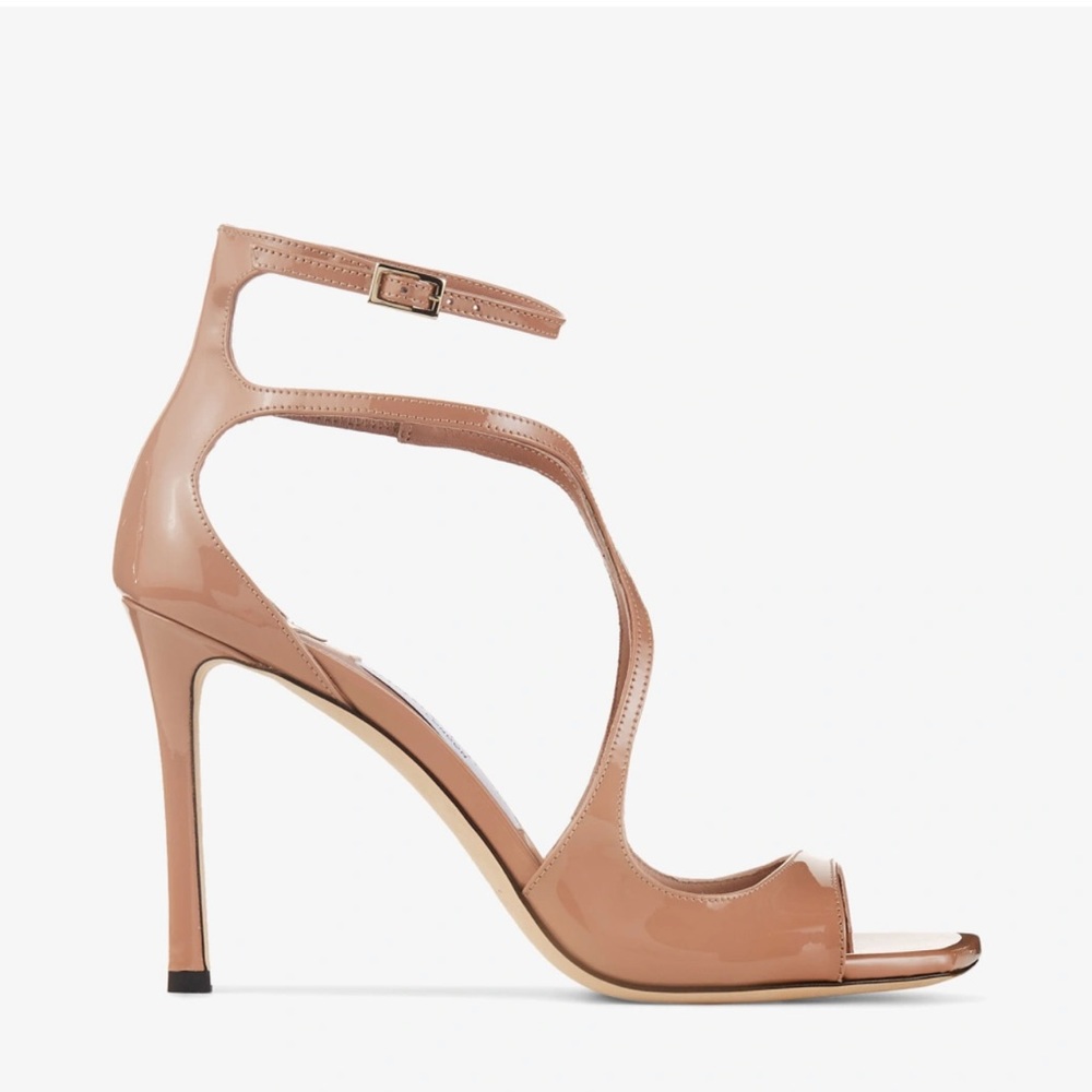 Jimmy Choo Azia 95 Ballet Pink Patent Leather Sandals - Picture 2 of 13
